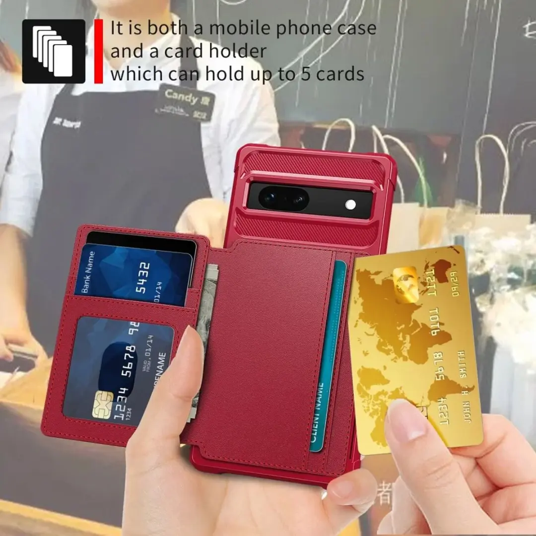 Selected Portemonnee Hoesje Google Pixel 7a - Rood - 4 Pasjes