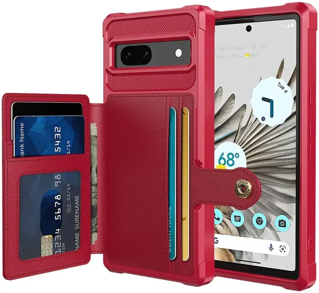 Selected Portemonnee Hoesje Google Pixel 7a - Rood - 4 Pasjes