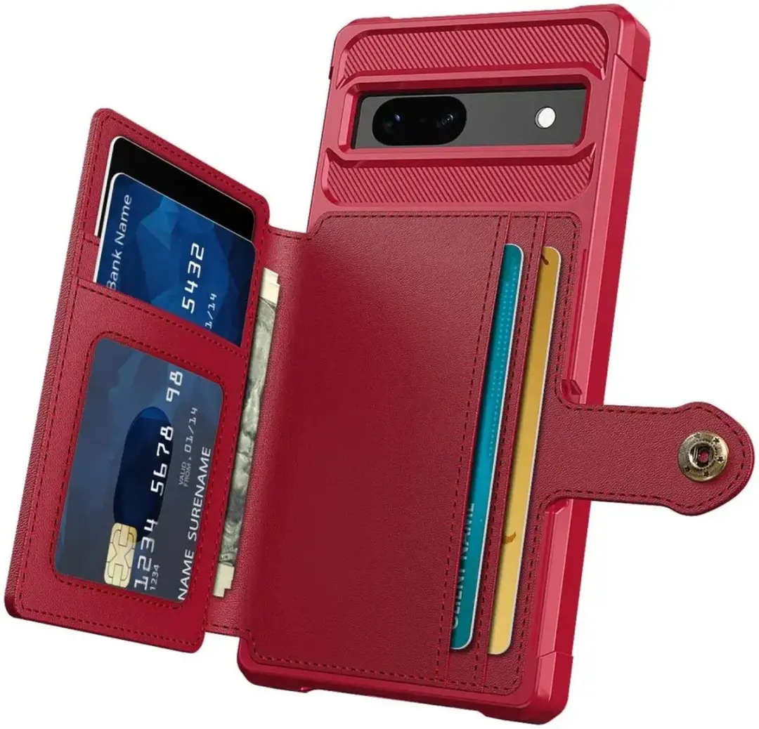 Selected Portemonnee Hoesje Google Pixel 7a - Rood - 4 Pasjes