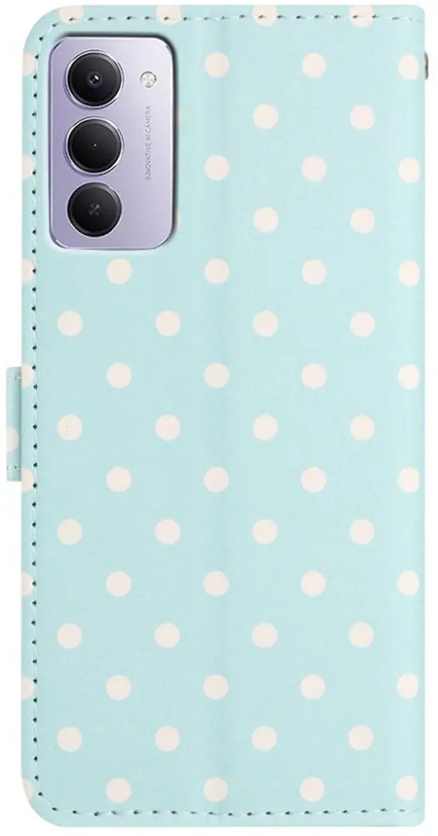 Selected Hoesje Xiaomi Redmi 15 5G Polka Dot Wallet - 3 Pasjes - Blauw
