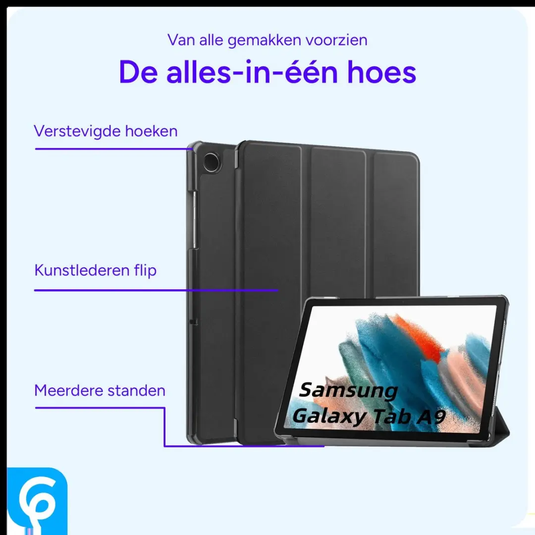 Selected Tablethoes Samsung Galaxy Tab A9 Book Case - Zwart