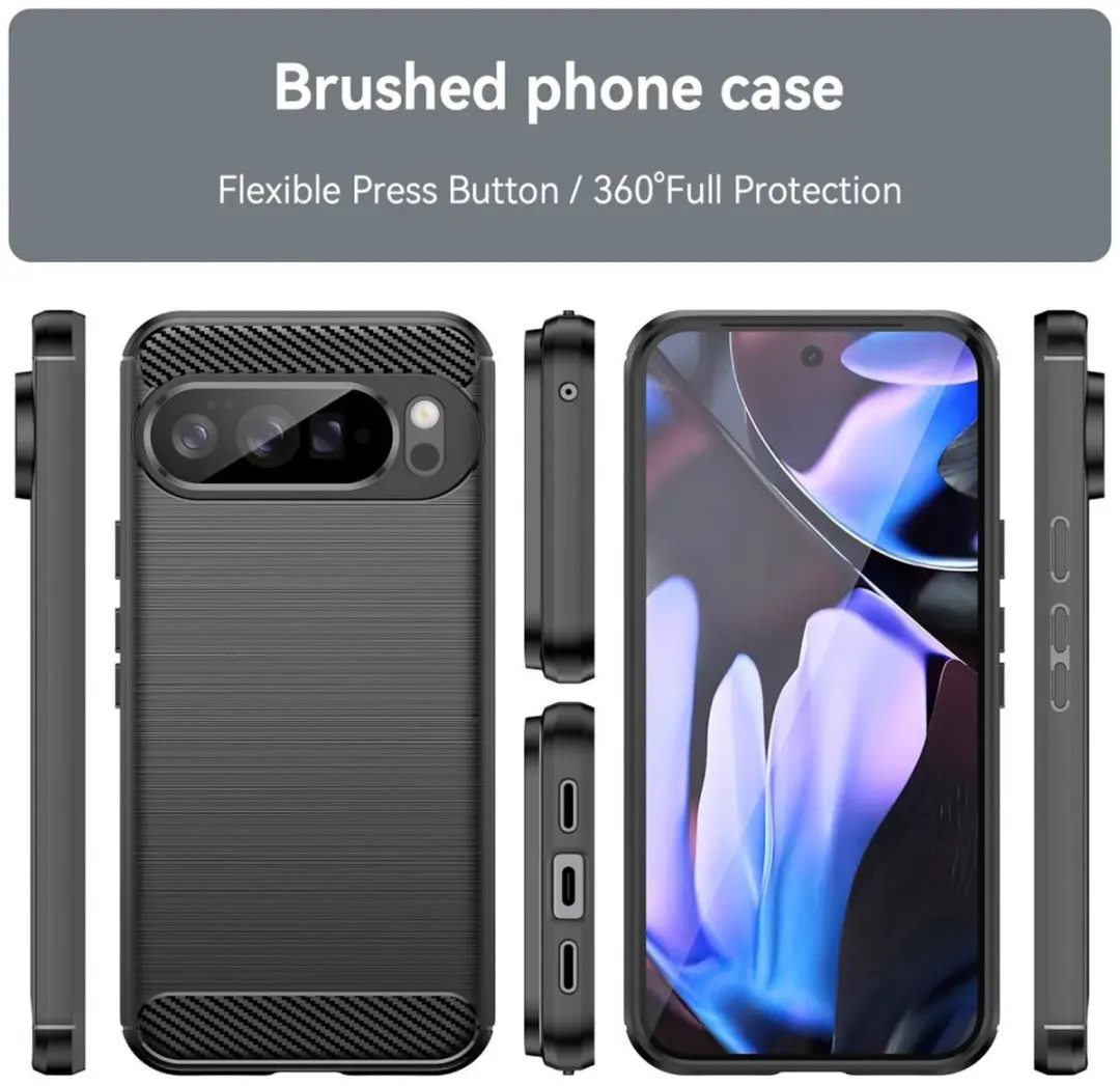 Selected Geborsteld TPU Hoesje Google Pixel 10 Pro XL - Zwart