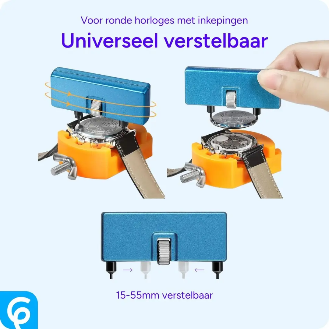 SBG Horlogekast Opener - 4-delig Gereedschapset - Geel/Blauw