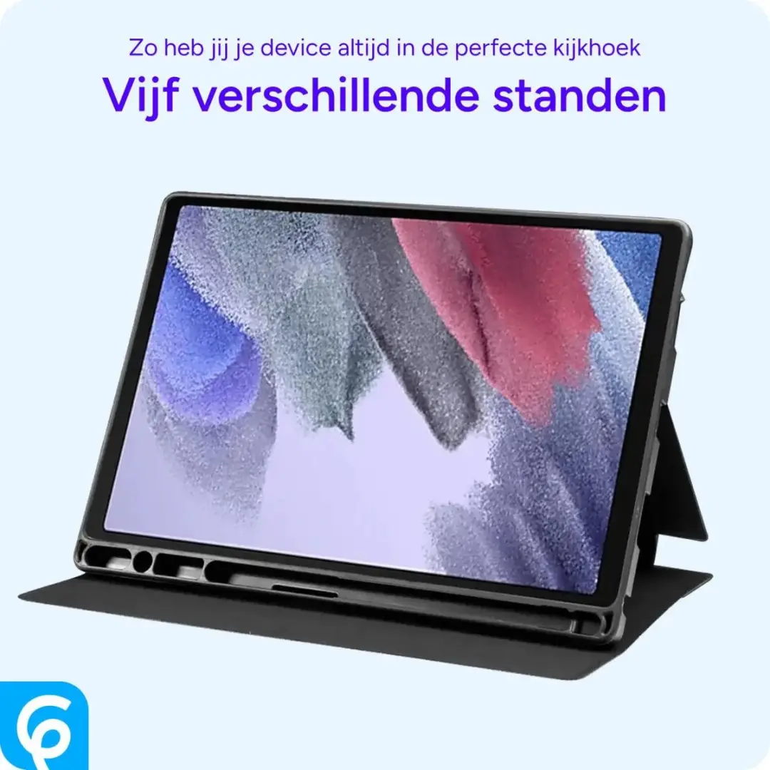 Selected Tablethoes Samsung Galaxy Tab A7 Lite - Luxe Tri-Fold Book Case Zwart