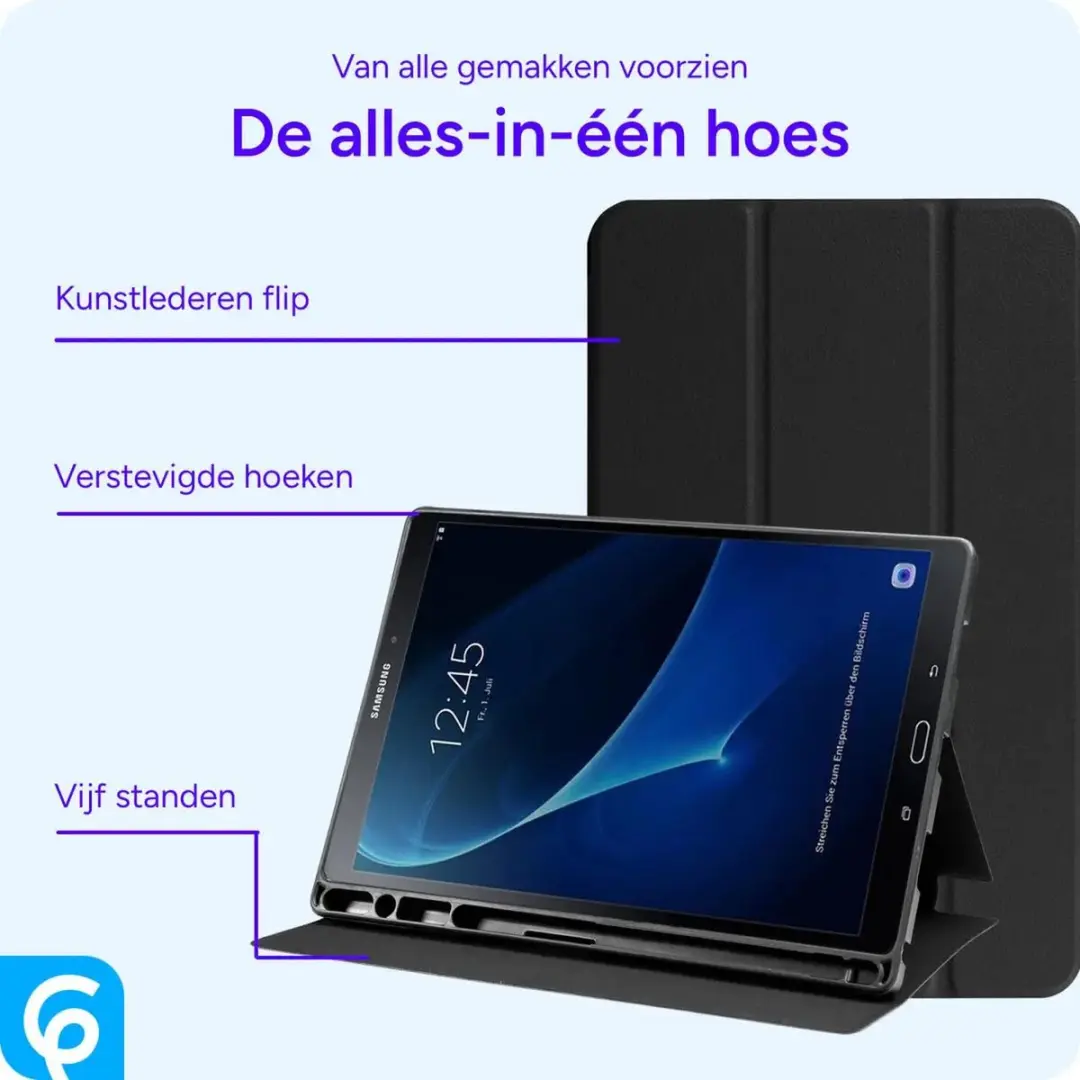Selected Tablethoes Samsung Galaxy Tab A 10.1 (2016) - Tri-Fold Book Case - Zwart