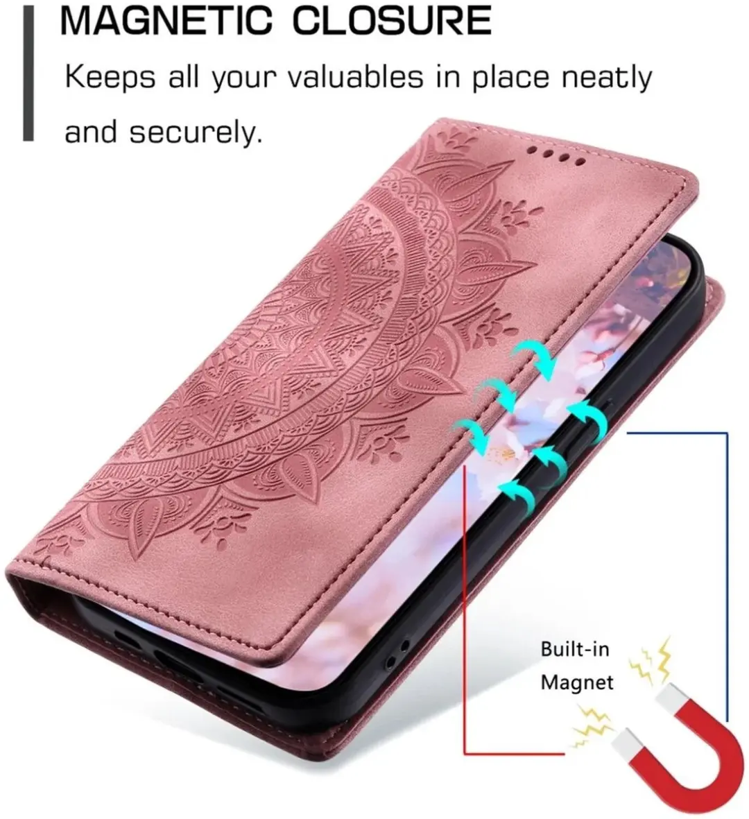 Selected Hoesje Mandala Book Case Samsung Galaxy A16 - Roze Goud - 2 Pasjes - afbeelding 6 van 6