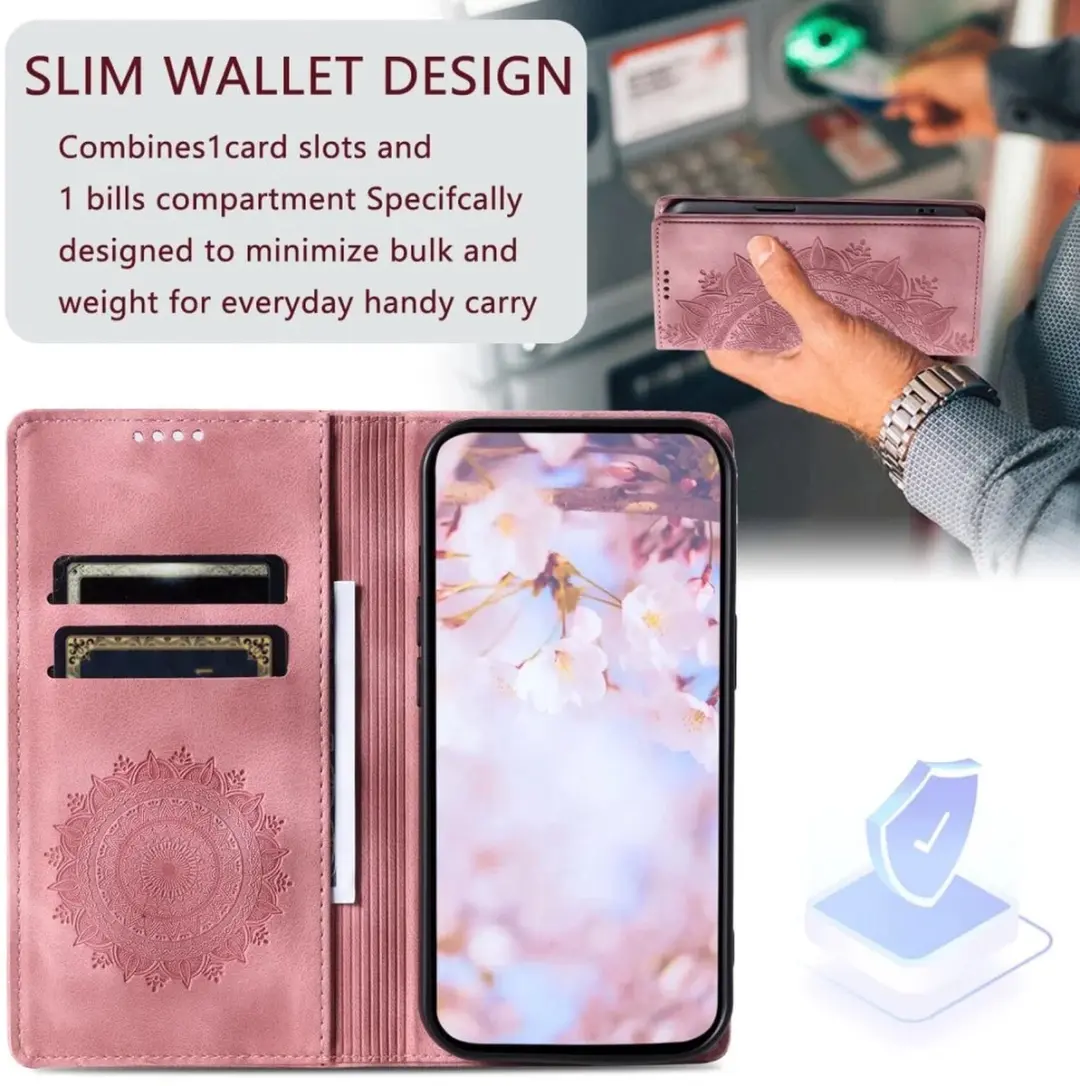 Selected Hoesje Mandala Book Case Samsung Galaxy A16 - Roze Goud - 2 Pasjes