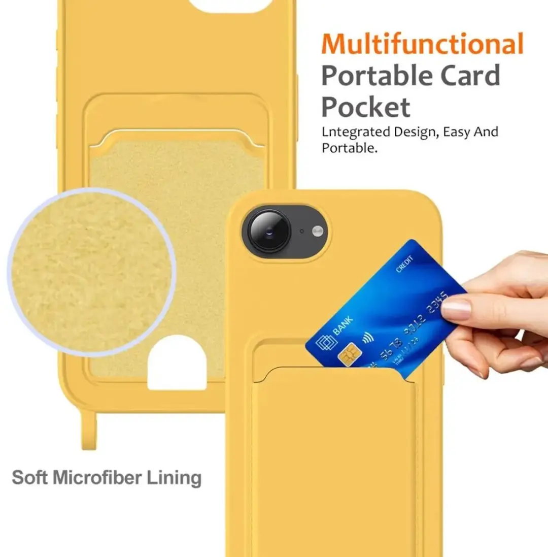 Selected by GSMpunt.nl iPhone Hoesje Geel - Met Koord & Pasjeshouder - afbeelding 6 van 6