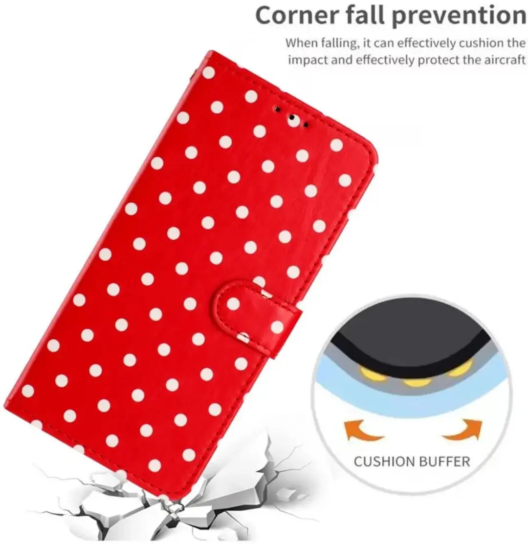 Selected Hoesje Samsung Galaxy A37 Polka Dot Wallet - 3 Pasjes - Rood