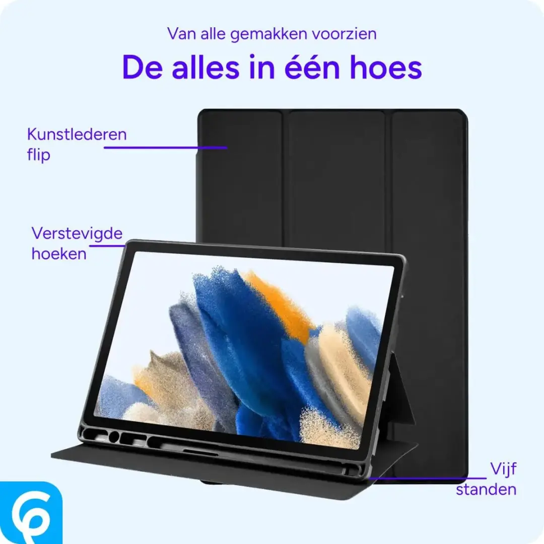 Samsung Galaxy Tab A8 2021 Hoes - Luxe Tri-Fold Book Case - Zwart