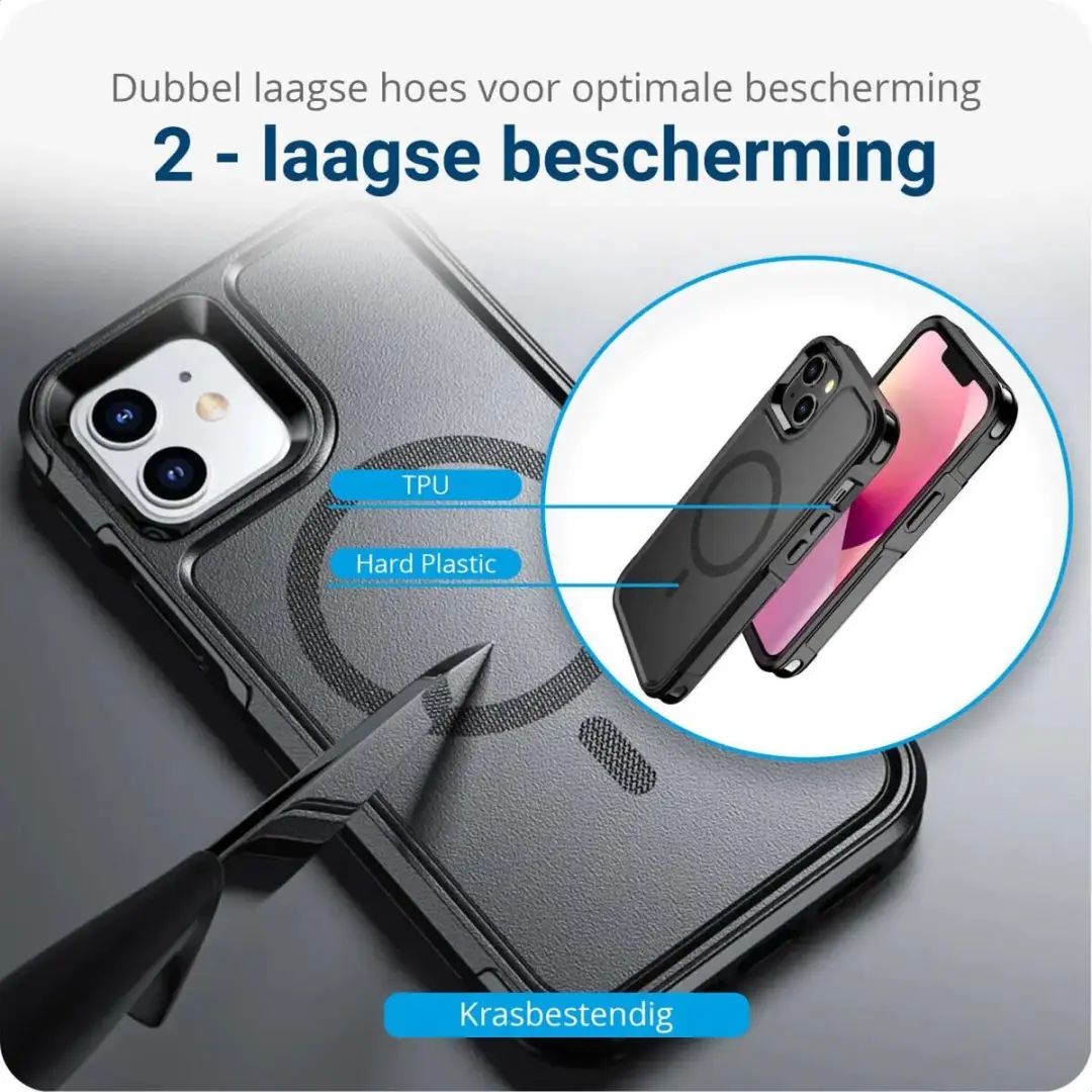 Selected by GSMpunt.nl iPhone 12/12 Pro MagSafe Hoesje - Dual-Layer Zwart