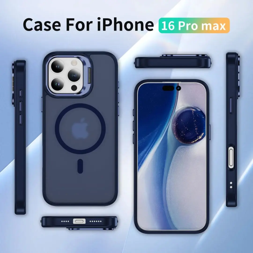 Selected Hoesje iPhone 16 Pro Max MagSafe Blauw - Camera Kickstand