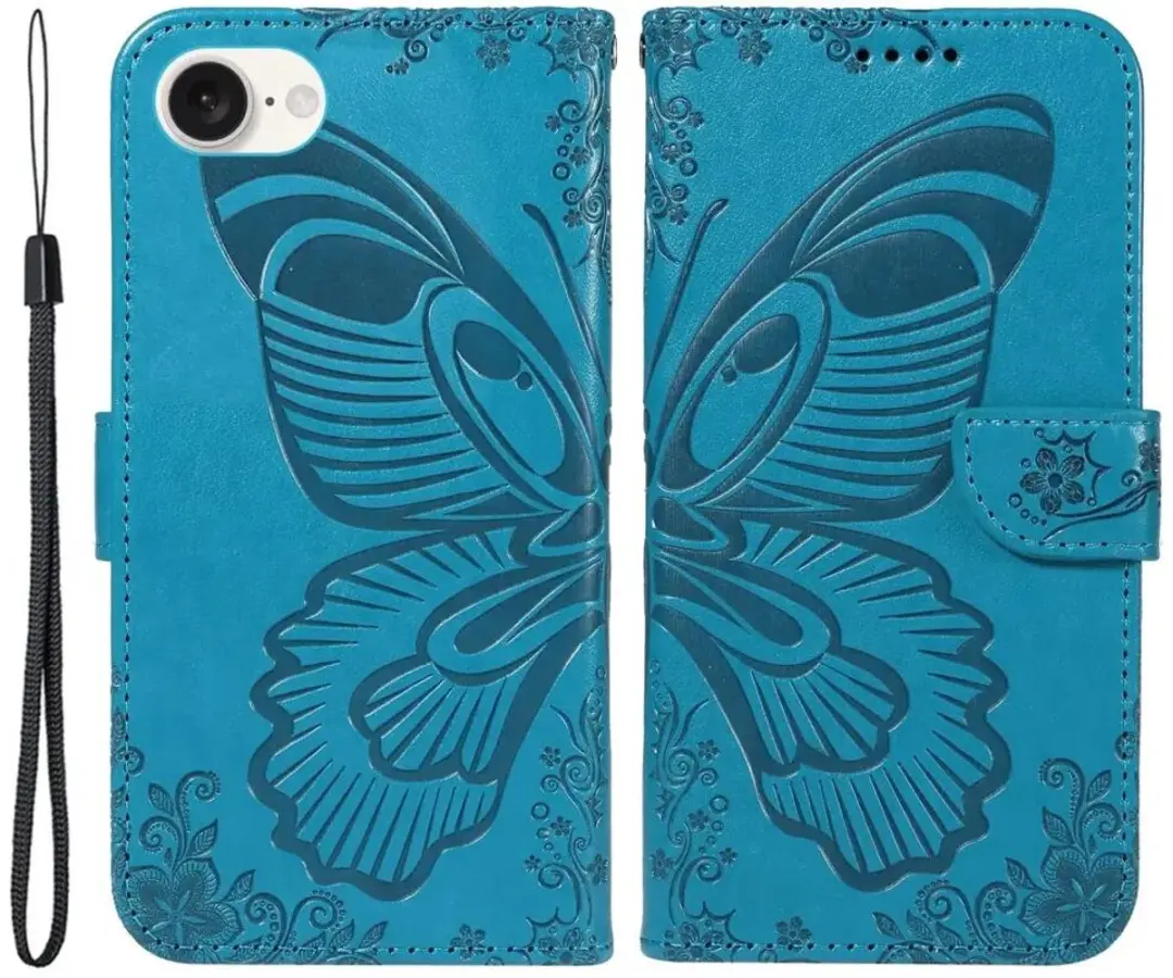 Selected Hoesje iPhone 16/17 Wallet Vlinder Kunstleer