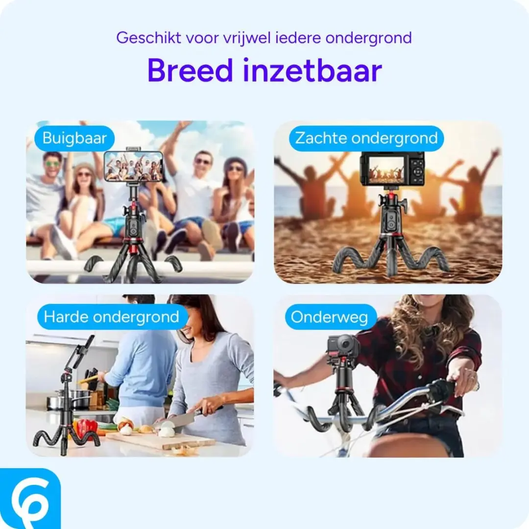 Selected SBG Universele Selfie Stick - Flexibele Octopus Tripod - Zwart