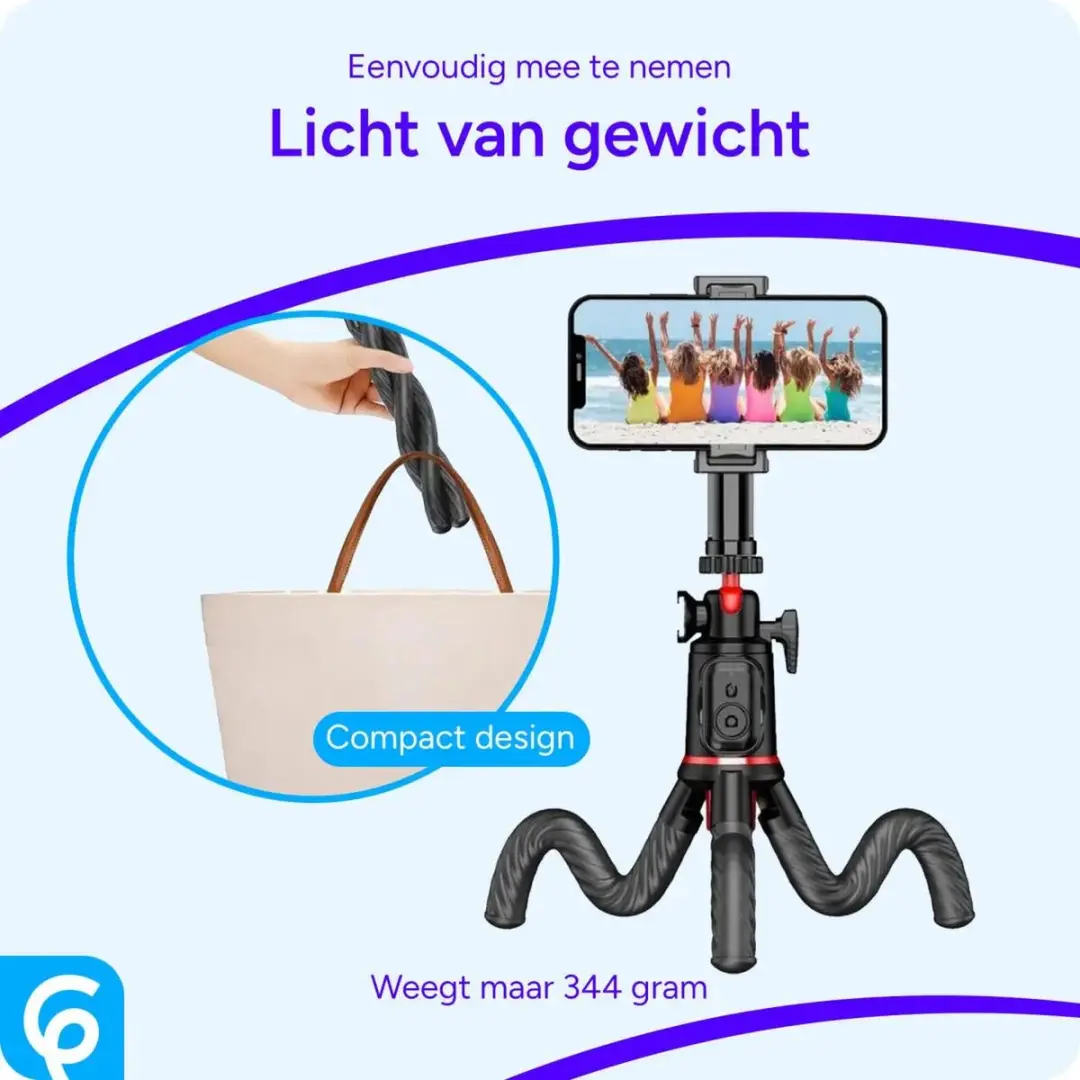 Selected SBG Universele Selfie Stick - Flexibele Octopus Tripod - Zwart