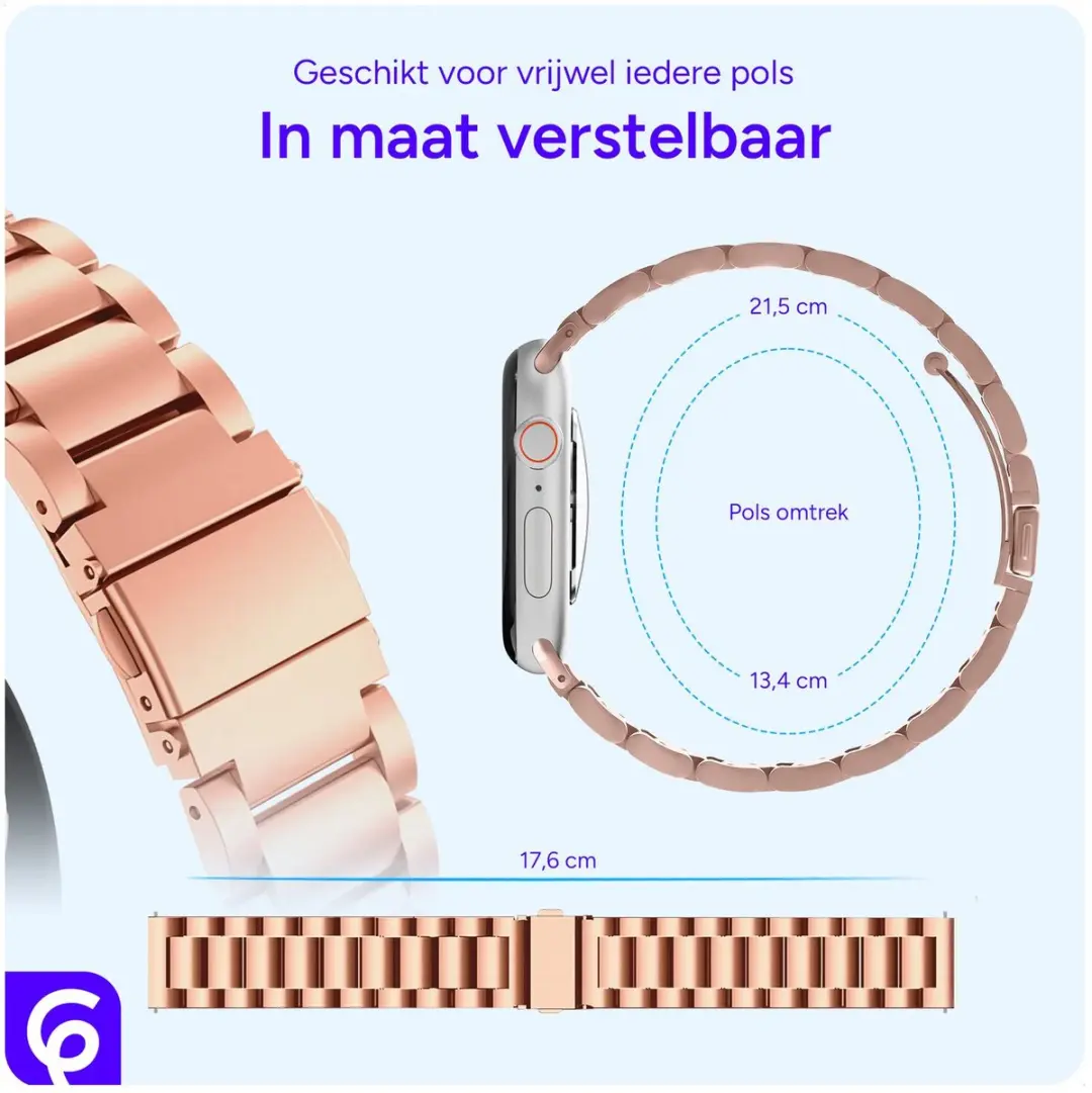 Selected SBG RVS Schakelbandje Apple Watch - 38-42mm - Roze Goud