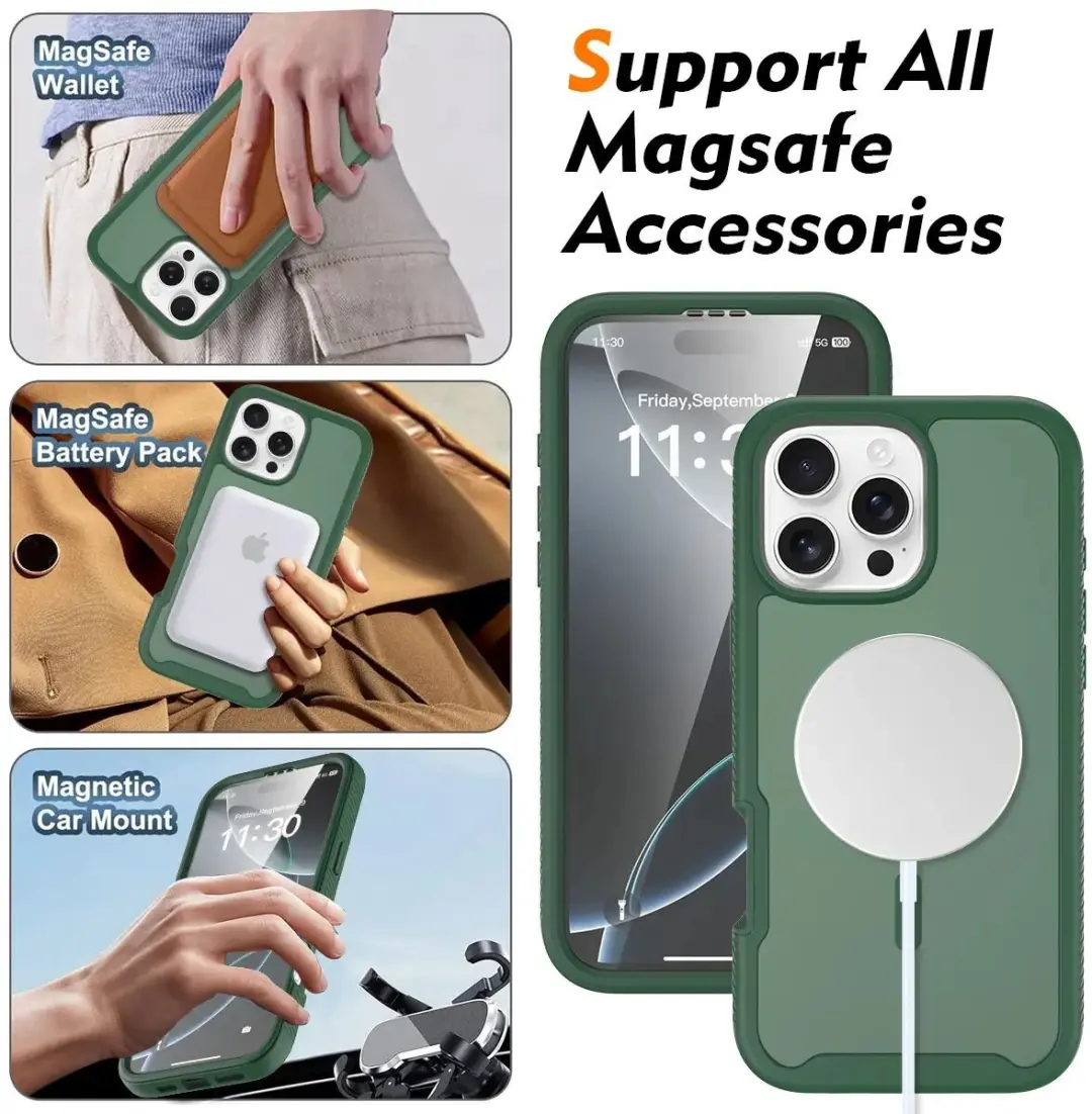 Selected Hoesje iPhone 16 Pro Max Matte Groen - Ingebouwde Screenprotector