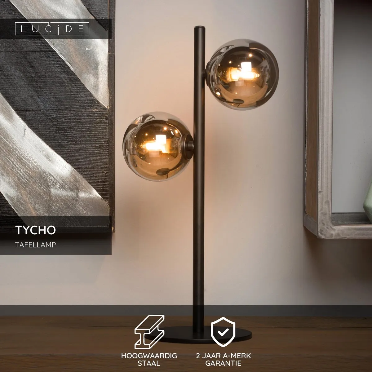 Lucide TYCHO Tafellamp - 2xG9 - Zwart