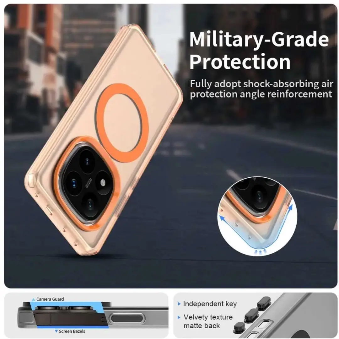 Selected MagSafe Backcover Xiaomi Poco X7/Redmi Note 14 Pro - Oranje & Transparant - afbeelding 6 van 6