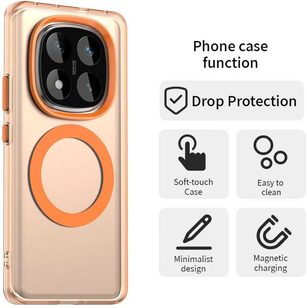 Selected MagSafe Backcover Xiaomi Poco X7/Redmi Note 14 Pro - Oranje & Transparant