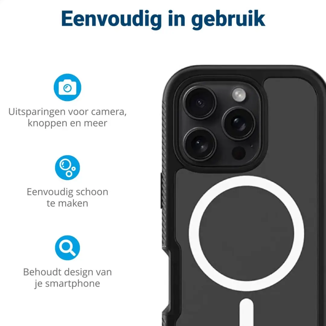 Selected by GSMpunt.nl iPhone 16 Pro Max Hoesje - MagSafe - Zwart/Transparant
