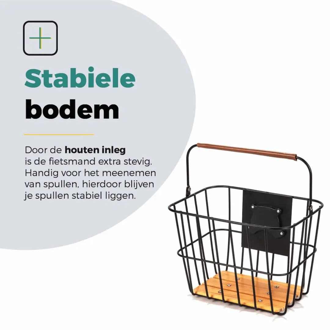 Voltano Stalen Fietsmand 23L - Zwart/Bruin