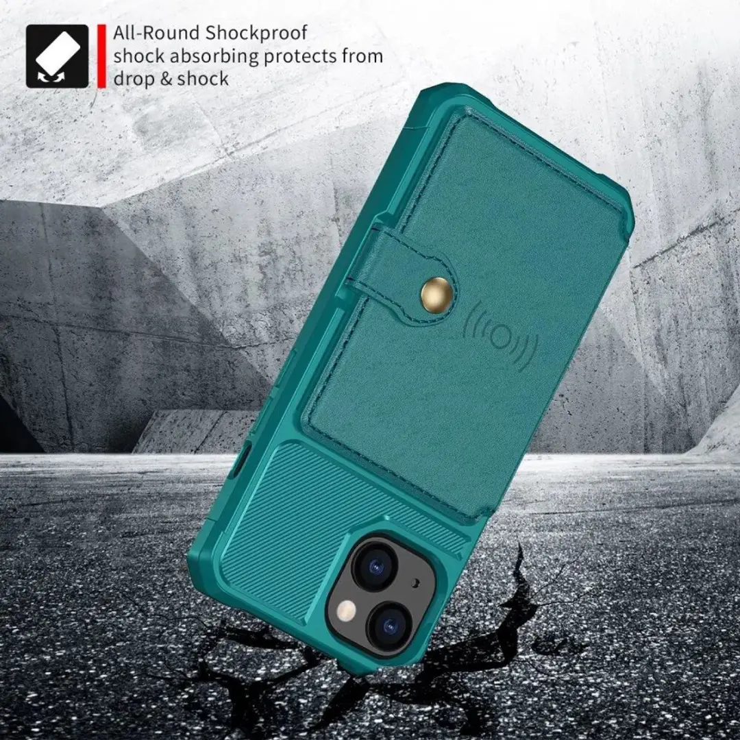 Selected Portemonnee Hoesje iPhone 13 - Groen - 4 Pasjes
