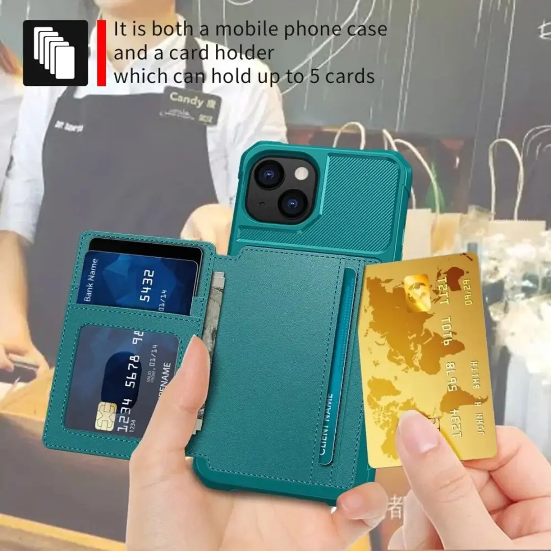 Selected Portemonnee Hoesje iPhone 13 - Groen - 4 Pasjes - afbeelding 6 van 6