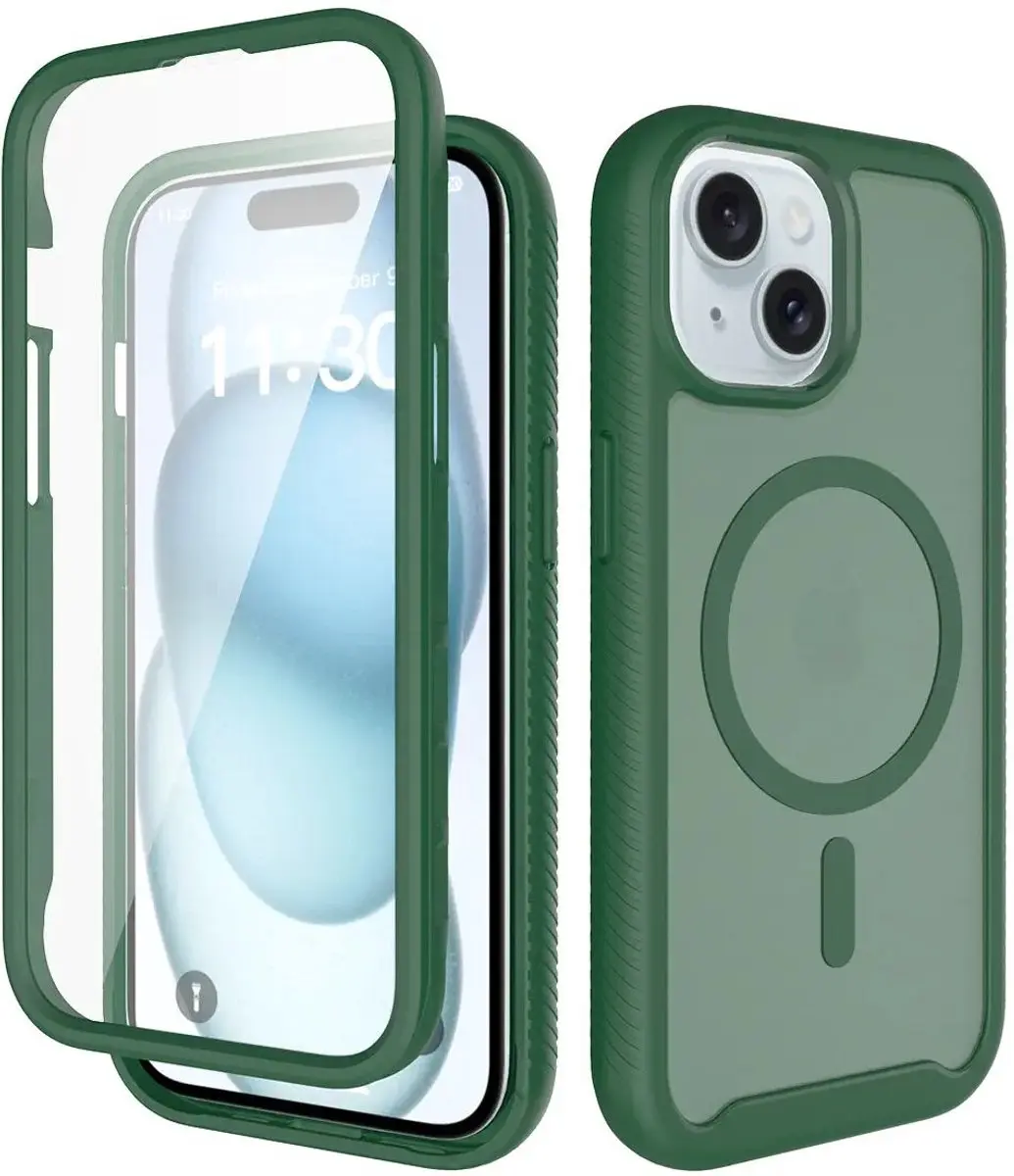 Selected Hoesje iPhone 15 Full Protect Matte Groen