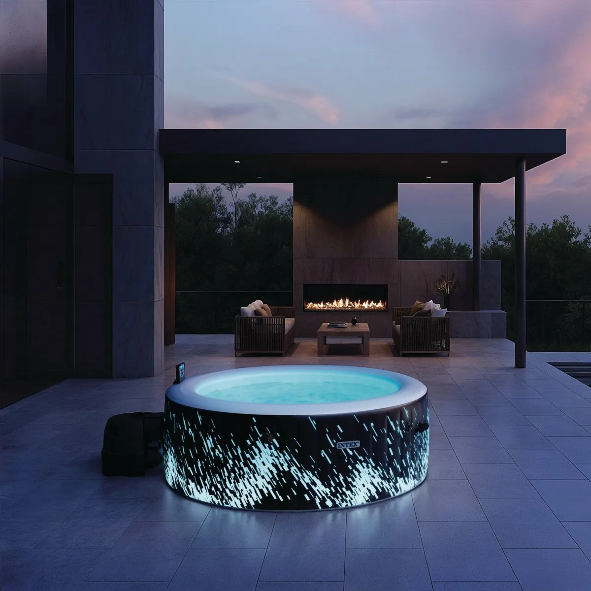 Intex PureSpa Glow Deluxe Bubble Spa 4 persoons + WiFi