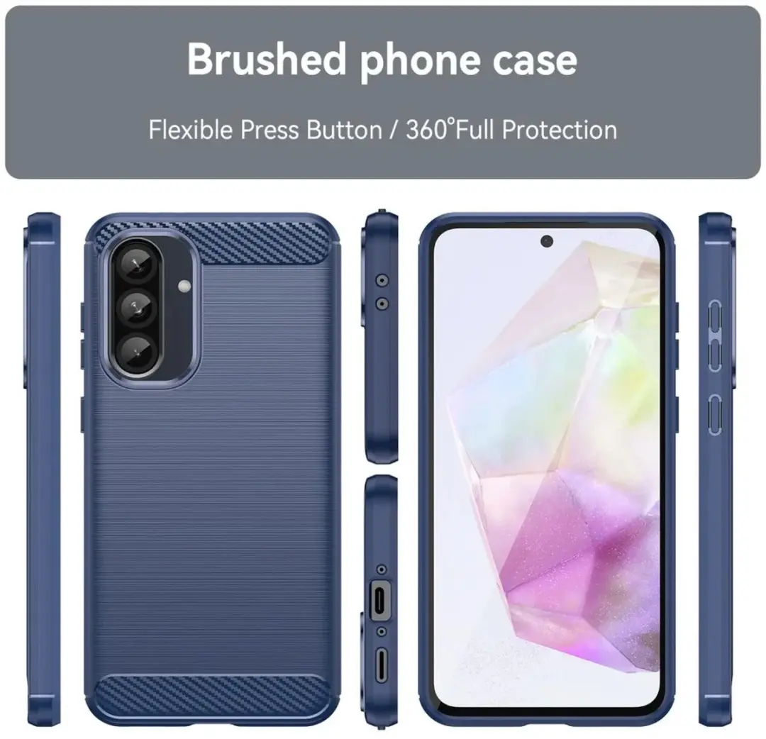 Selected Geborsteld TPU Hoesje Samsung Galaxy A56 - Blauw - afbeelding 6 van 6