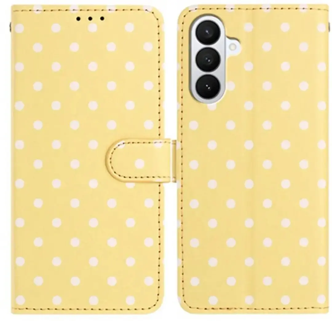 Selected Hoesje Samsung Galaxy A27 Polka Dot Wallet - Geel