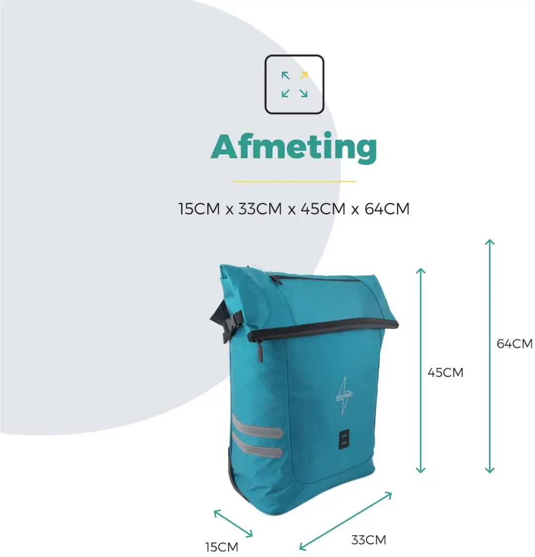 Voltano Fietstrolley Tas 32L - Turquoise Blauw