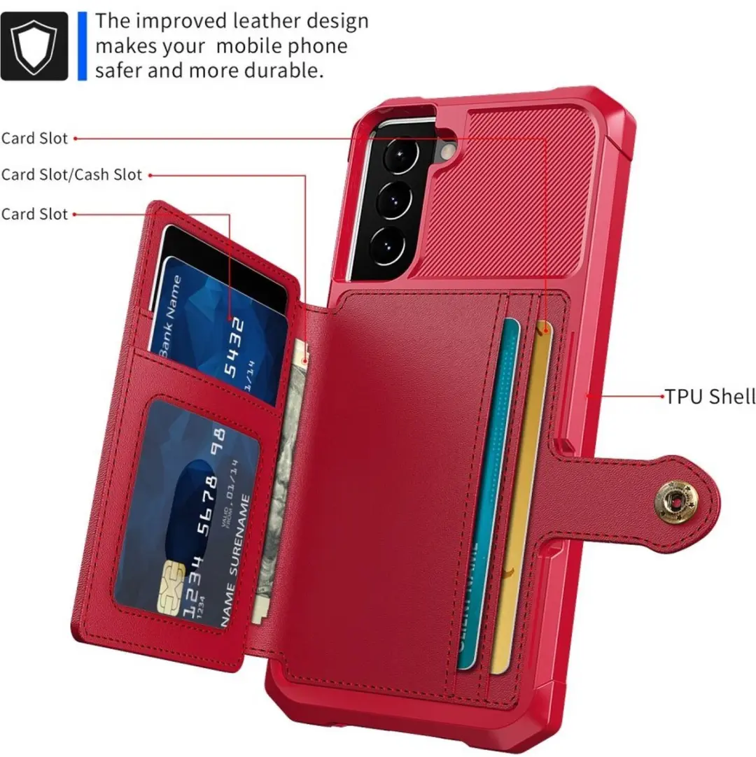 Selected Portemonnee Hoesje Samsung Galaxy S22 - 4 Pasjes - Rood - afbeelding 6 van 6