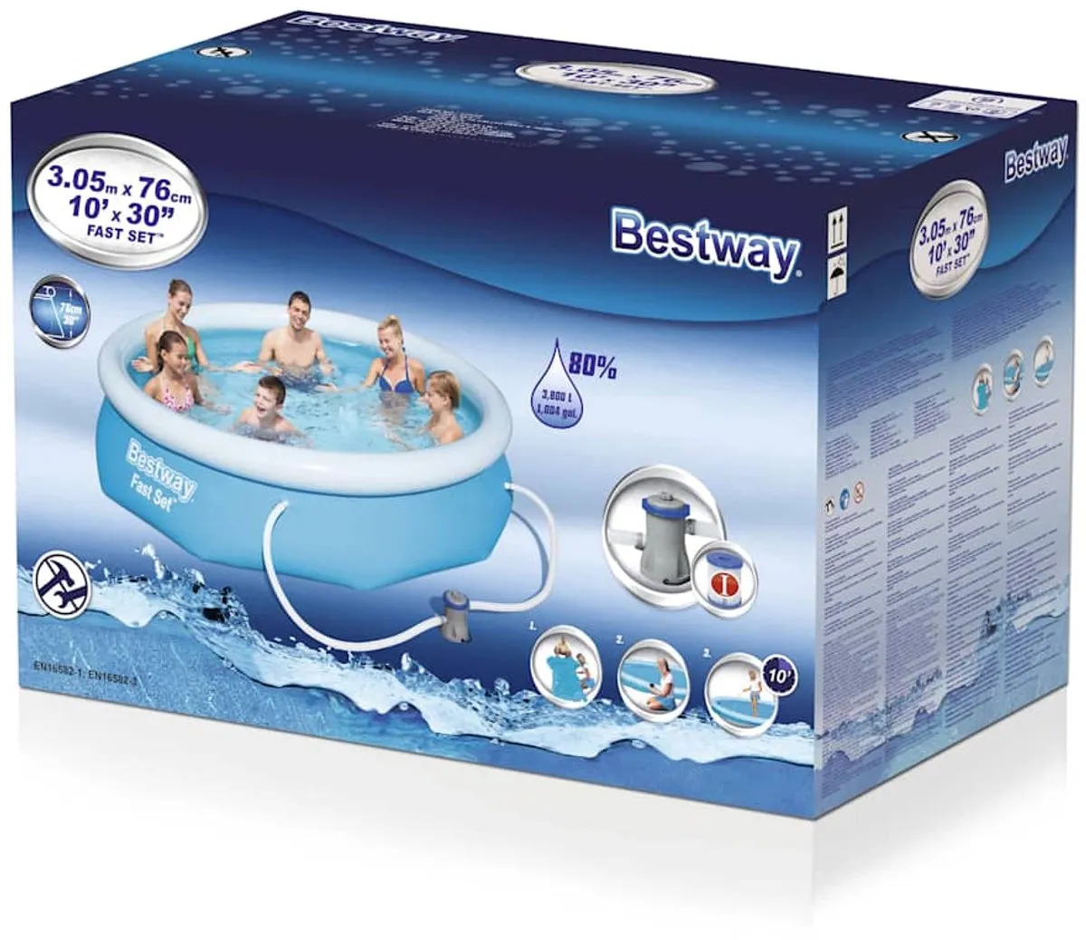 Bestway Fast Set Zwembadset 305cm - Grijs - afbeelding 3 van 6