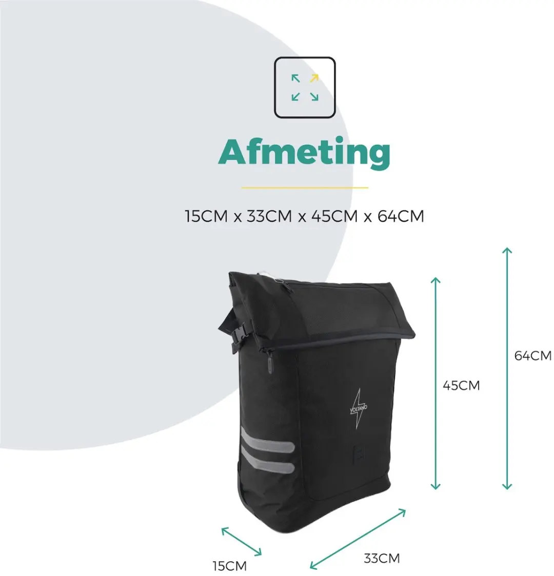 Voltano Fietstrolley Tas 32L - Zwart