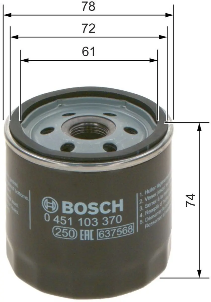 Bosch P3370 Oliefilter - 80mm M18x1.5