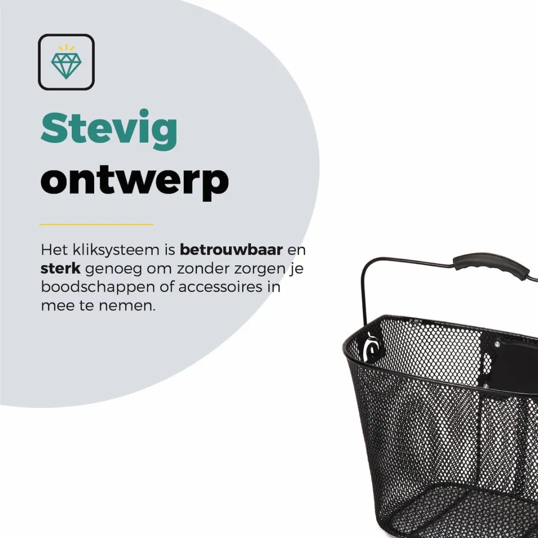 Voltano Stalen Fietsmand 23L - Zwart