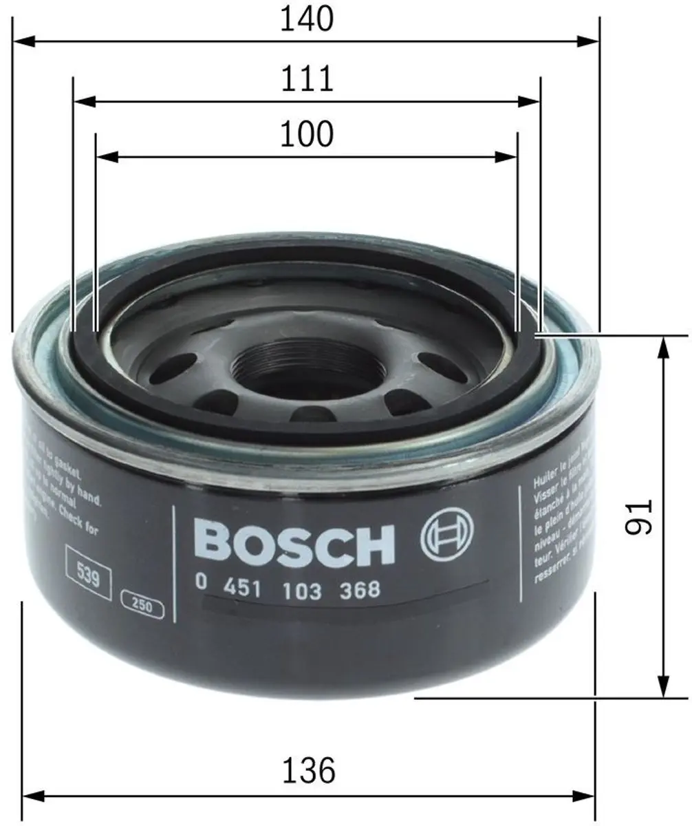Bosch Oliefilter 0 451 103 368 - Schroefbaar - o.a. Audi/Nissan