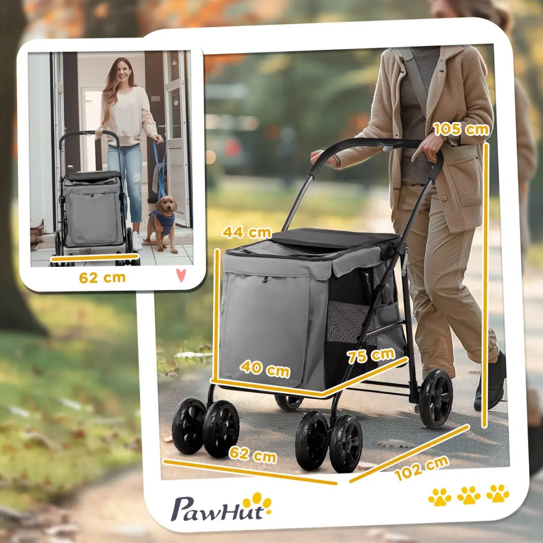 Pawhut Hundewagen inkl. Kussen - 20 kg - Grau
