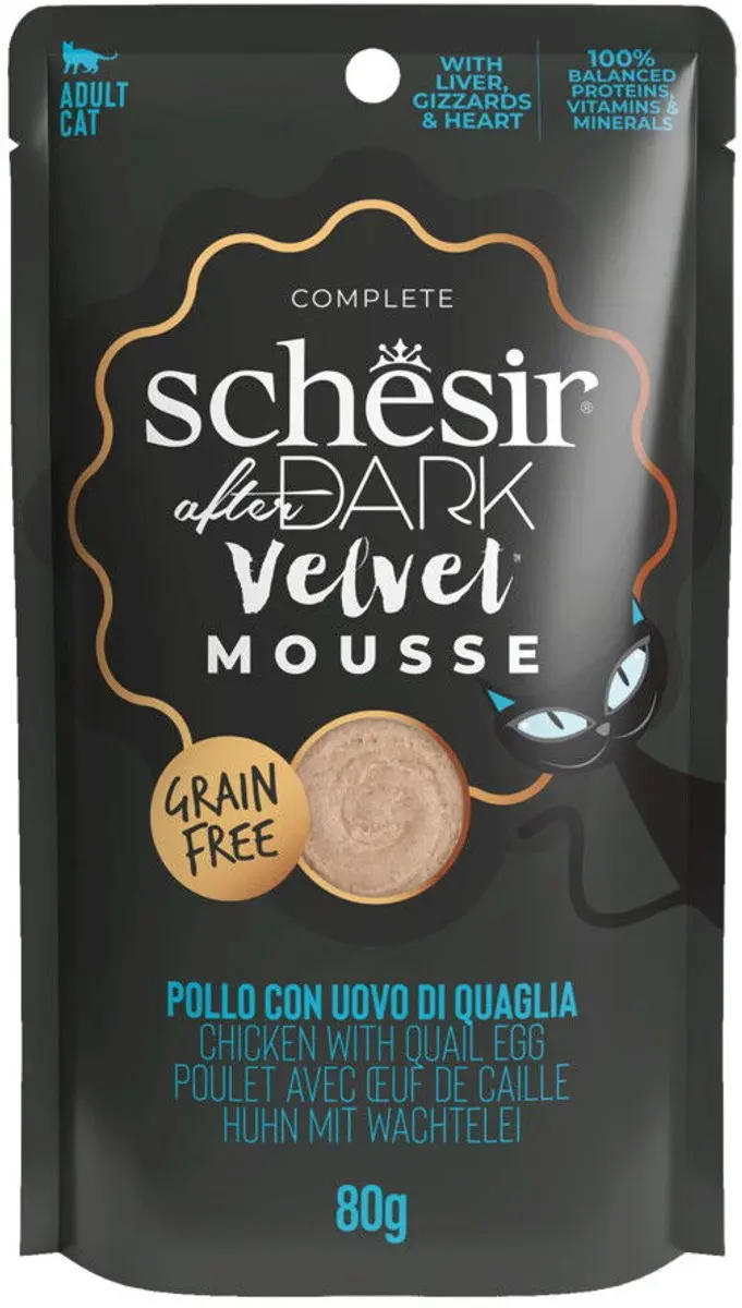 Schesir After Dark Velvet Kattenvoer Kip&Ei 80g - afbeelding 6 van 6