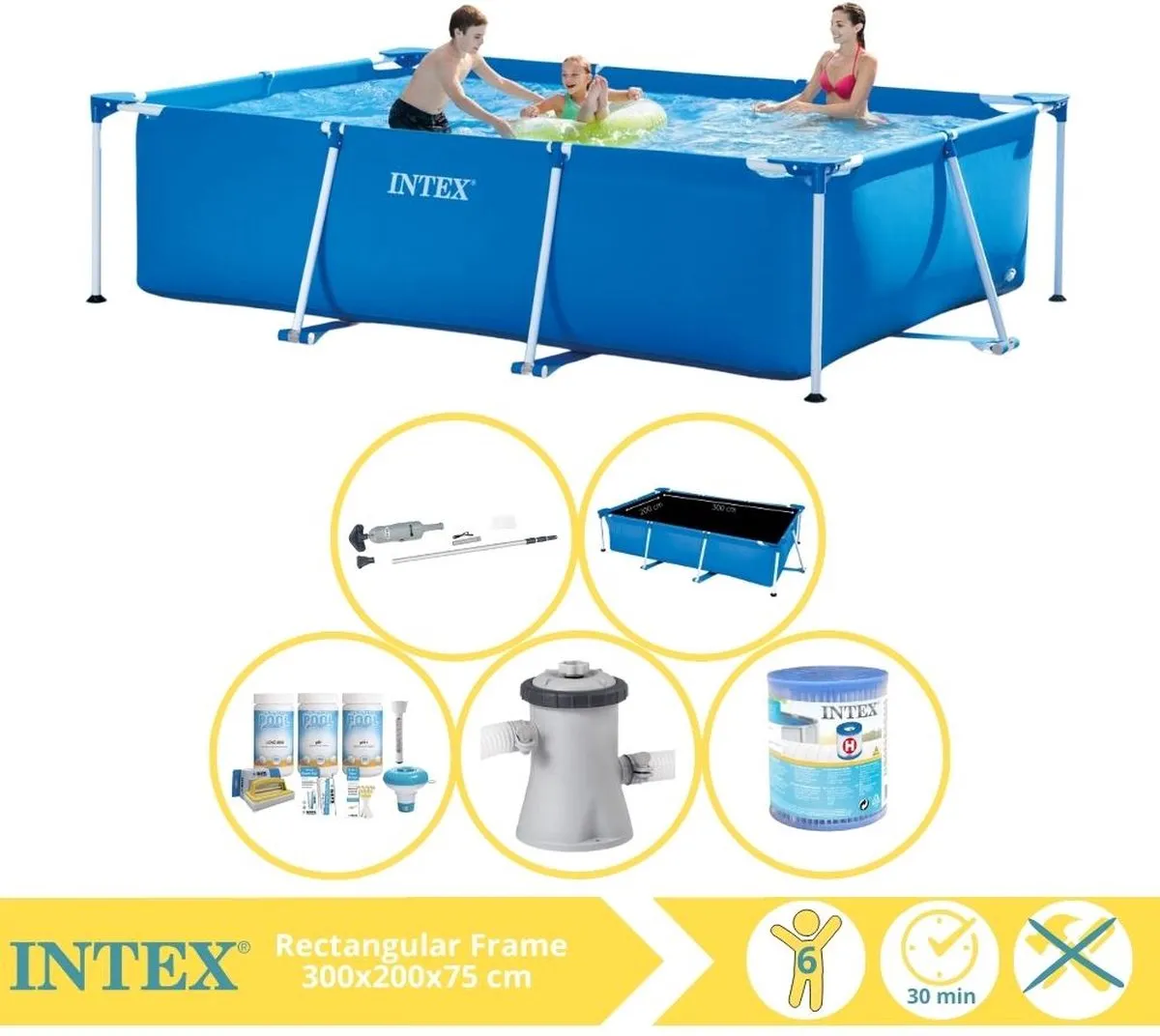 Intex 28272NP Opzetzwembad 300x200x75cm - Blauw/Wit