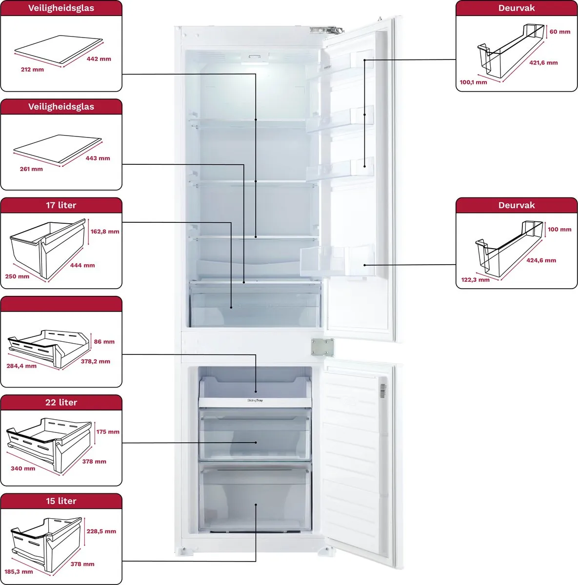 Inventum IKV1786D Inbouw Koel-Vriescombinatie 251L - Wit