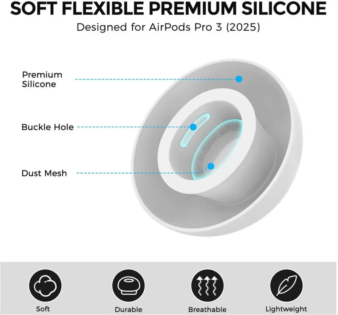 Selected Siliconen Oordopjes Medium - 2 Stuks - Wit - voor AirPods Pro 3