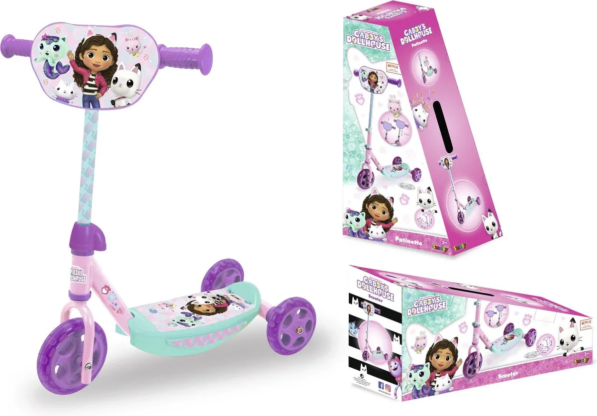 Smoby Gabby's Scooter Step - 3 Wielen 3.4 Inch - Roze/Paars/ Groen - afbeelding 3 van 4
