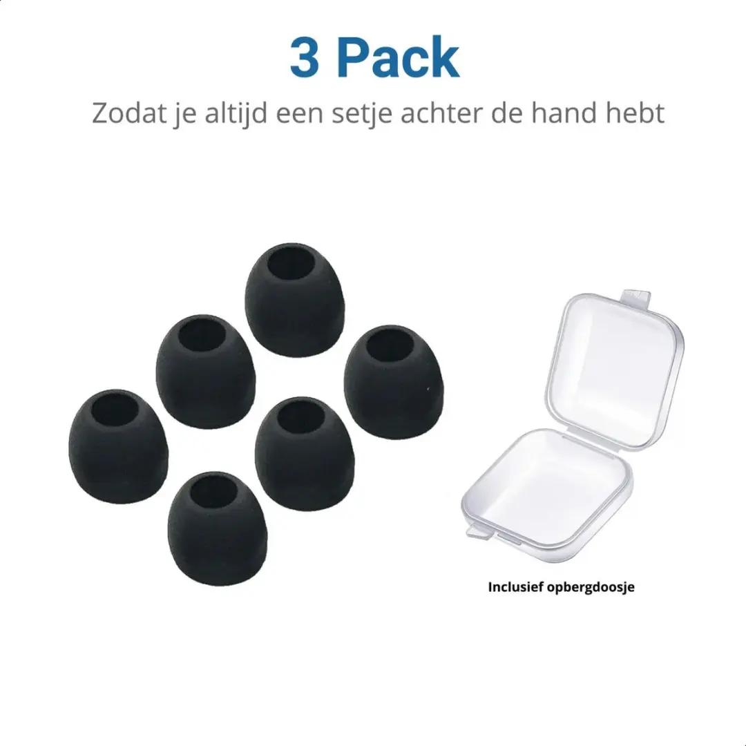 Selected Siliconen Oordopjes Large (L) - 3 Stuks - Zwart
