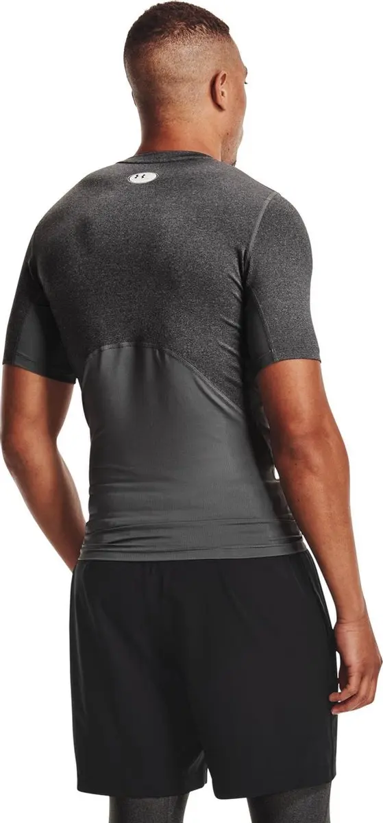 Under Armour UA HG Armour Comp SS Heren Sportshirt - Grijs/Zwart - afbeelding 6 van 6