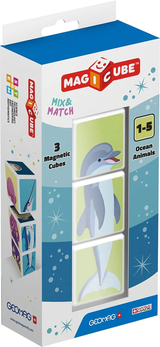 Geomag MagiCube Oceaan Dieren Magnetische Blokken - 3-delige Set