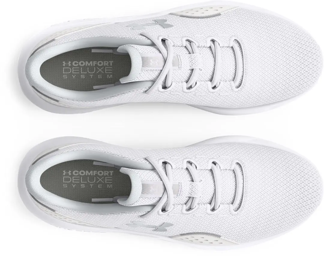 Under Armour UA W Charged Surge 4 - Dames Sportschoenen - Wit/Distant Grijs/Metallic Silver