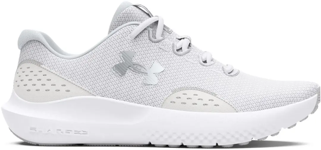 Under Armour UA W Charged Surge 4 - Dames Sportschoenen - Wit/Distant Grijs/Metallic Silver